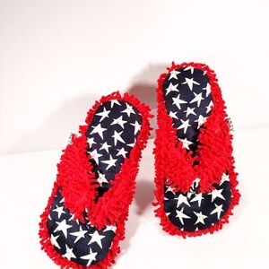 Lazy One Womens XL Size 5-9 Patriotic American Flag Stars Slipper House Shoes